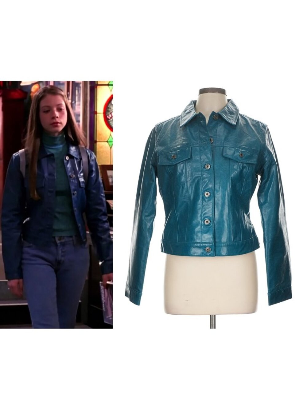ASO DAWN SUMMERS BUFFY THE VAMPIRE SLAYER BTVS Teal Leather Jacket Y2K VINTAGE